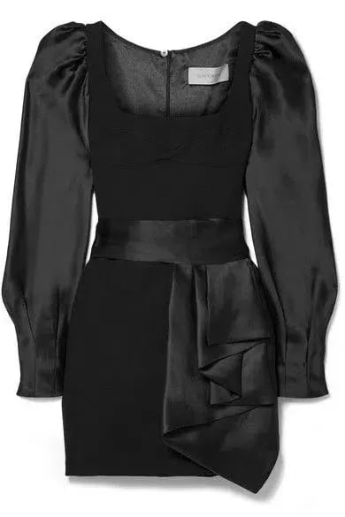 Silvia Tcherassi Dilek Wool-crepe And Silk-satin Mini Dress Size M photo 3