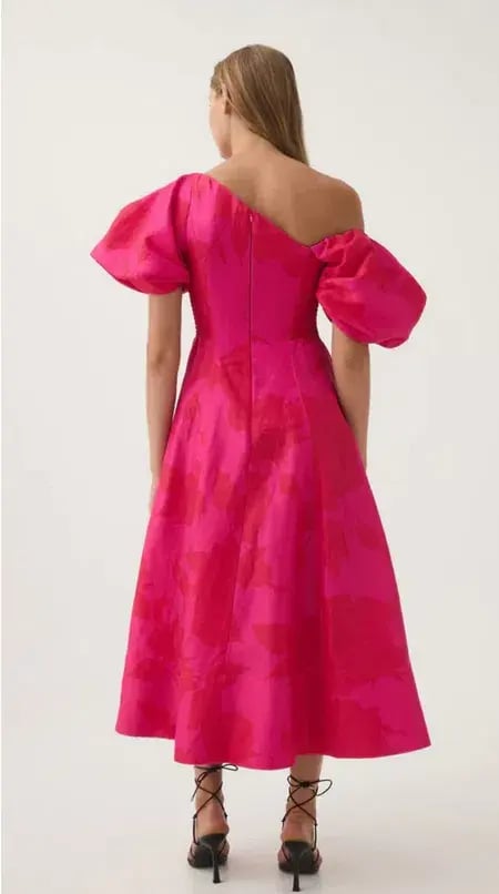 Aje Arista Tulip Sleeve Midi Dress Florescent Rose size 16 photo 3