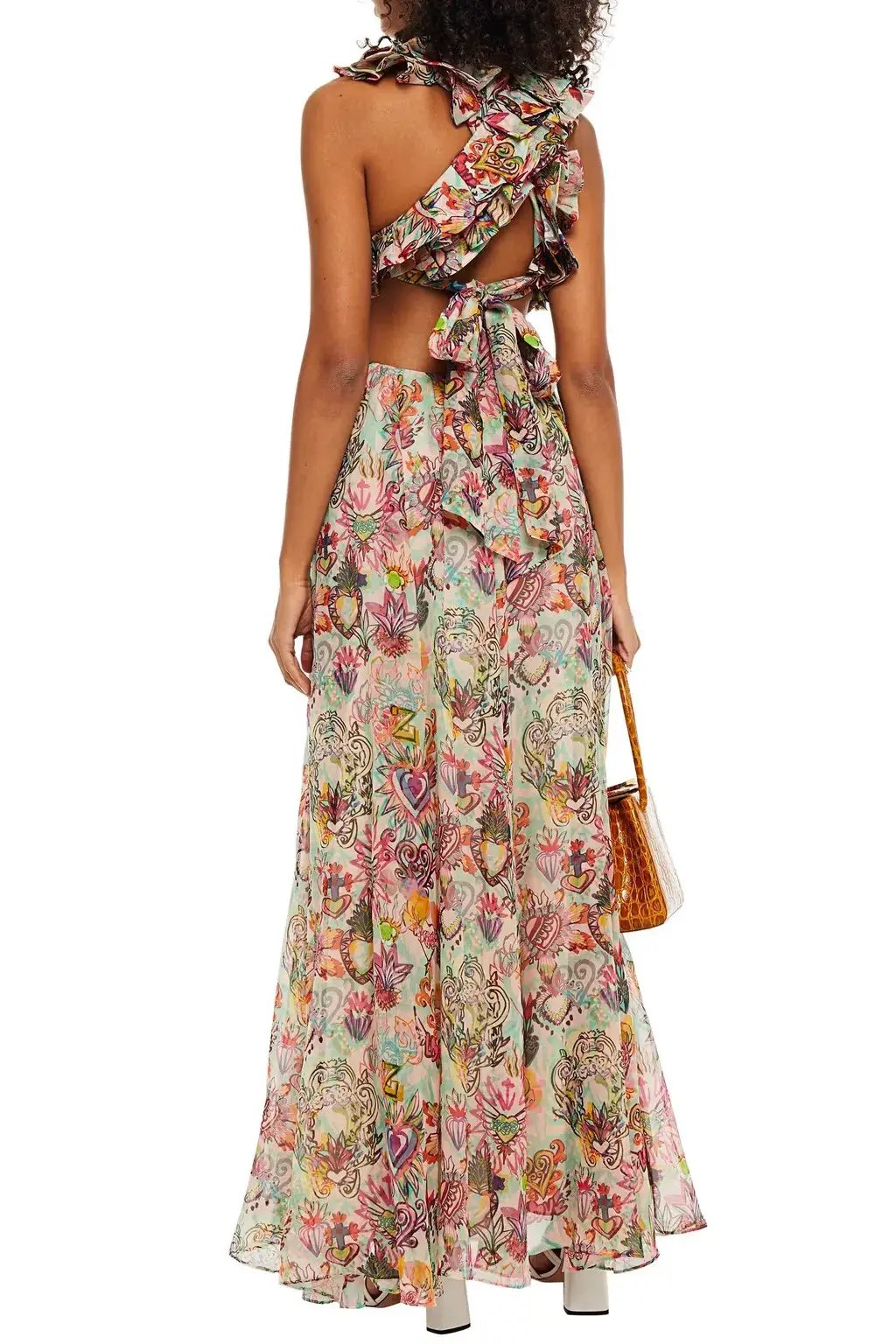 Zimmermann The Lovestruck Ruffle Maxi Dress Flaming Hearts Print Size 1 / Au 10 photo 2