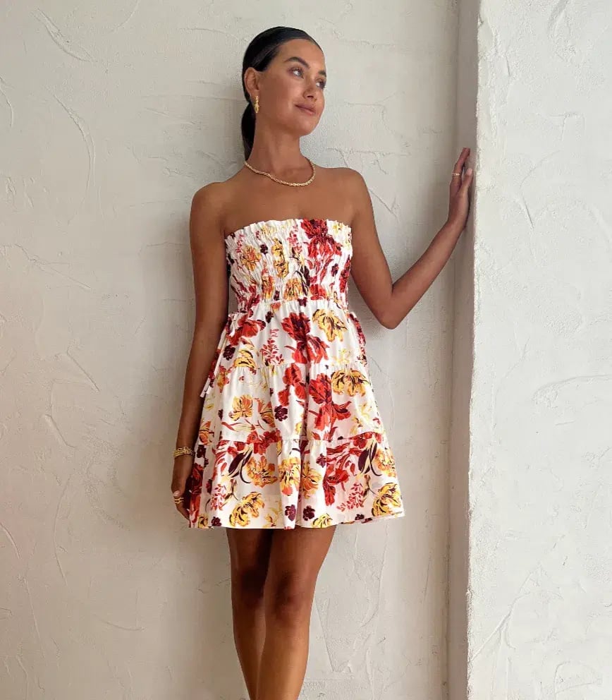 Shona Joy Kalani Shirred Strapless Mini Dress Floral Size 12 photo 2