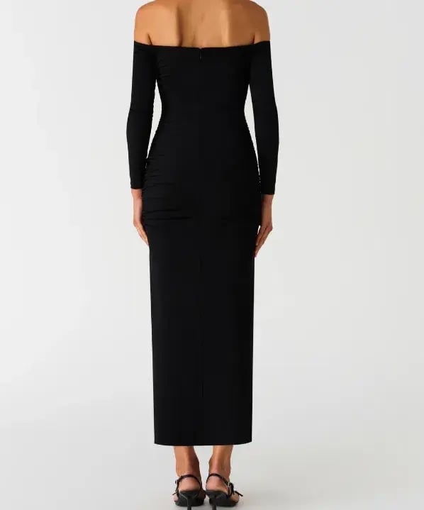 Misha Raelynn Matte Slinky Midi Dress Black Size 10/M photo 3