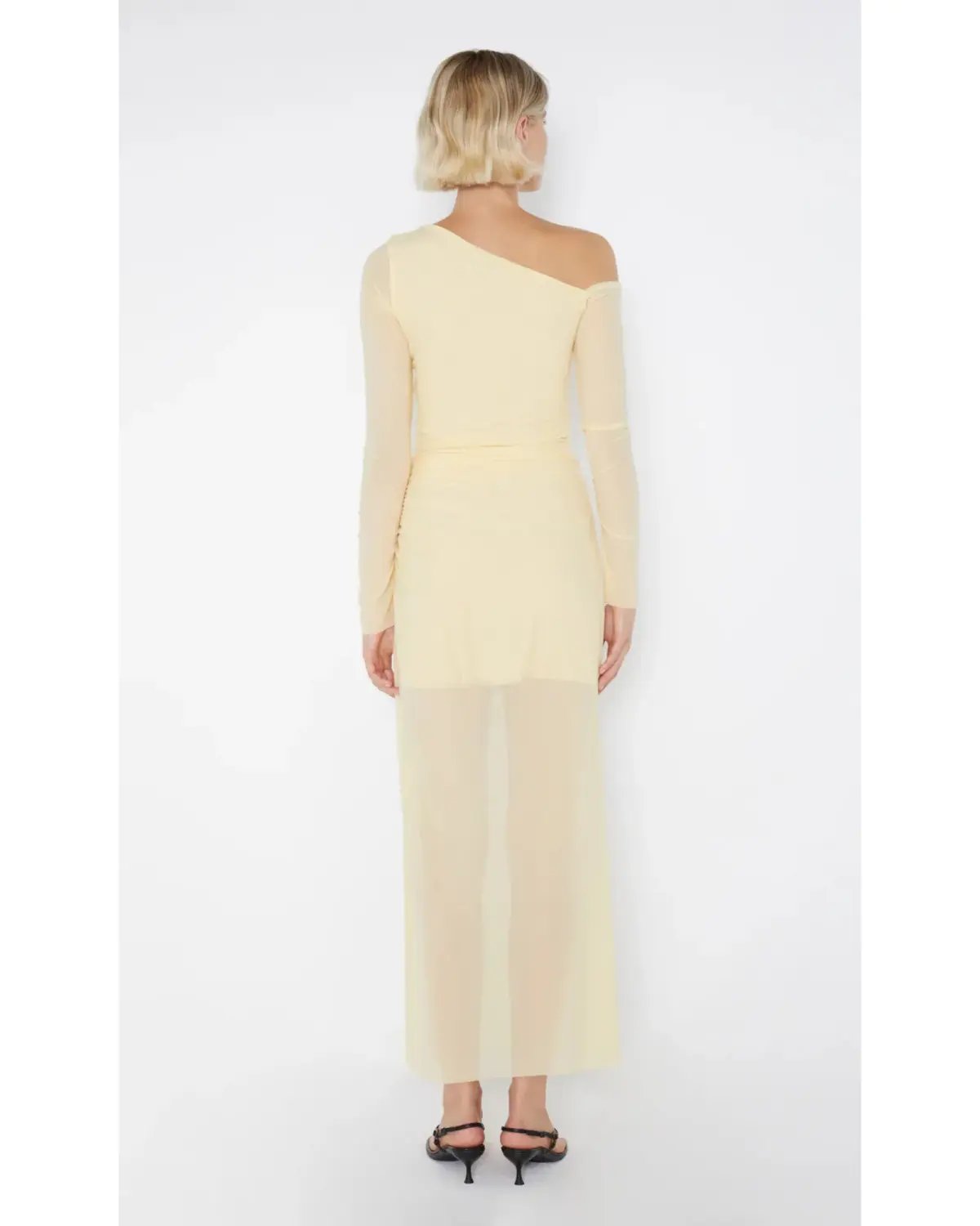 Bec & Bridge Fae Asym Long Sleeve Dress in Butter Yellow Size AU 10 photo 2