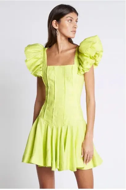 Aje Breathless Frill Sleeve Mini Dress Green Size 12 photo 2