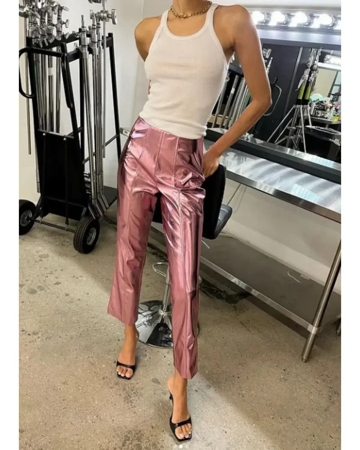 Song of Style Masha Pant Metallic Pink Size AU 8 photo 3