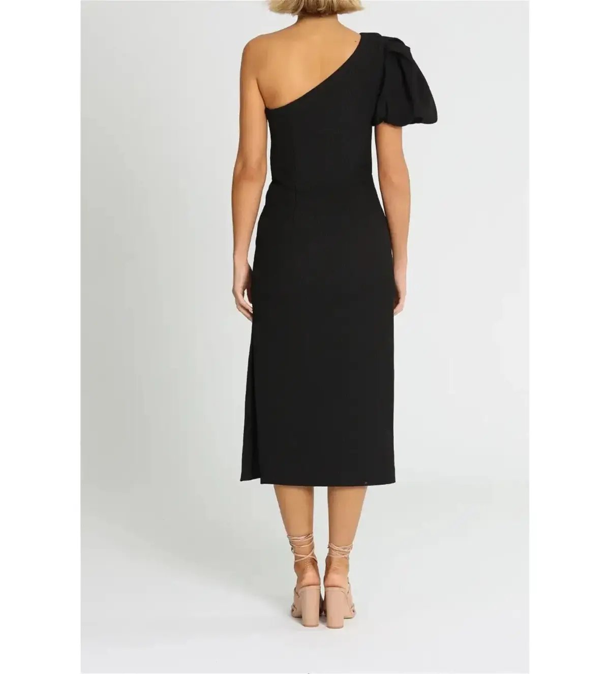 Rebecca Vallance Natalia One Sleeve Midi Dress Black Size AU 14 photo 3