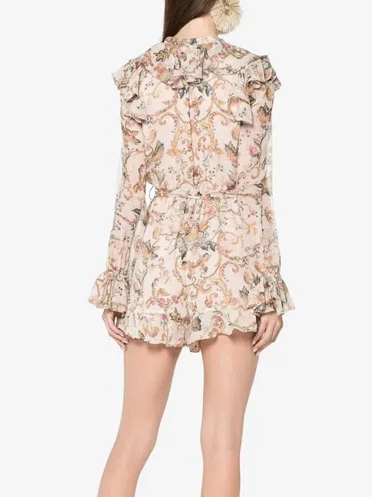 Zimmermann Painted Heart Cascade Playsuit Peach Tapestry Size 1 / AU 10 photo 3