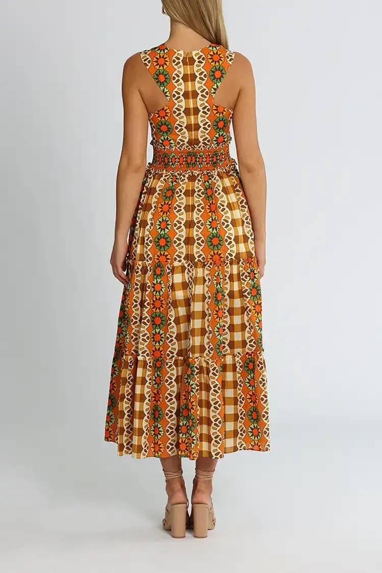 Alice McCall Clara Midi Dress in Brown Multi Size 12 photo 3