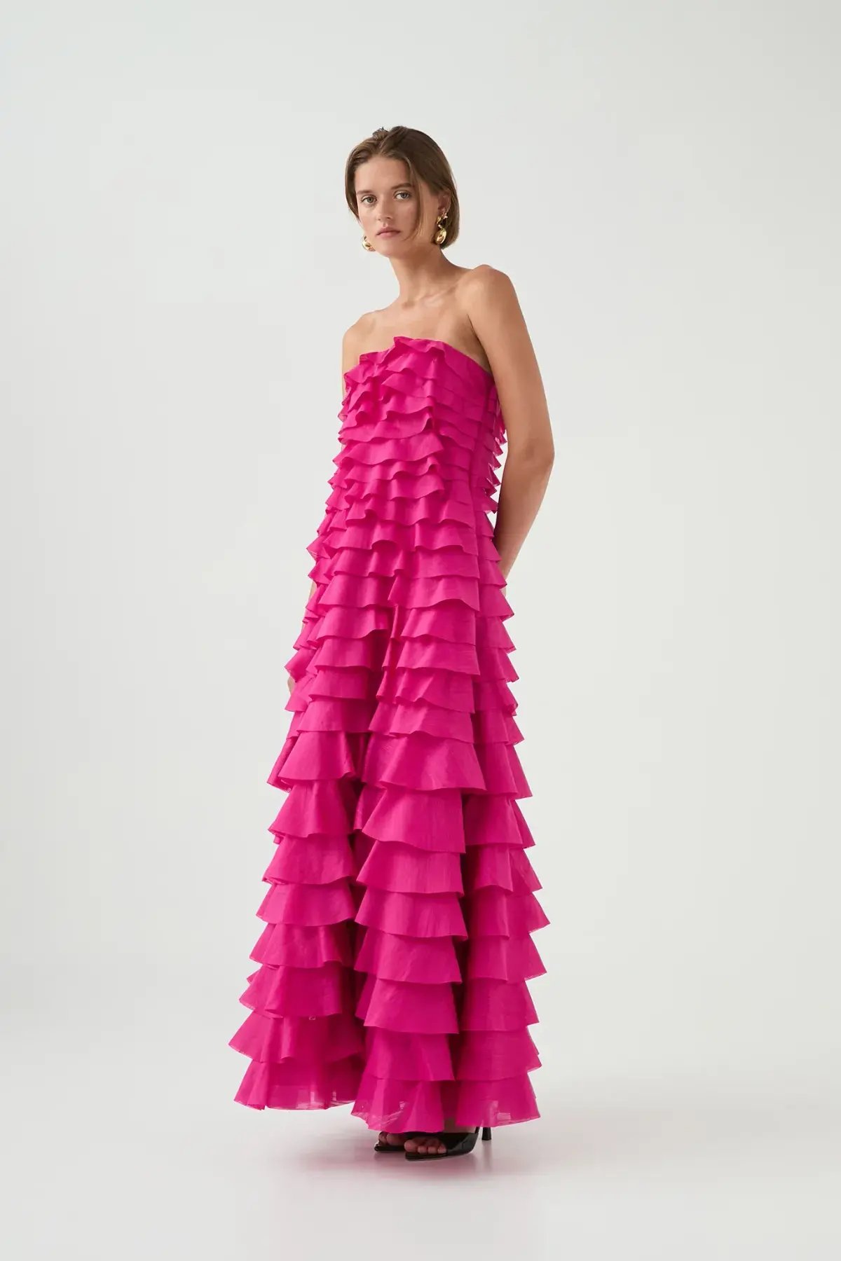 Aje / Fleur Pleated Gown / Magenta / Size 12 photo 4