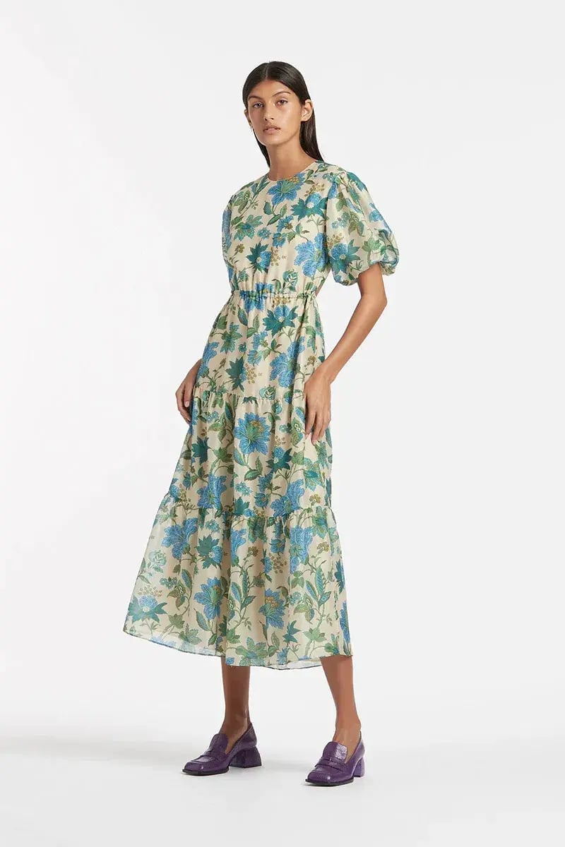 Sir The Label Celia Open Back Midi Dress Blue Green Size 8/S photo 3
