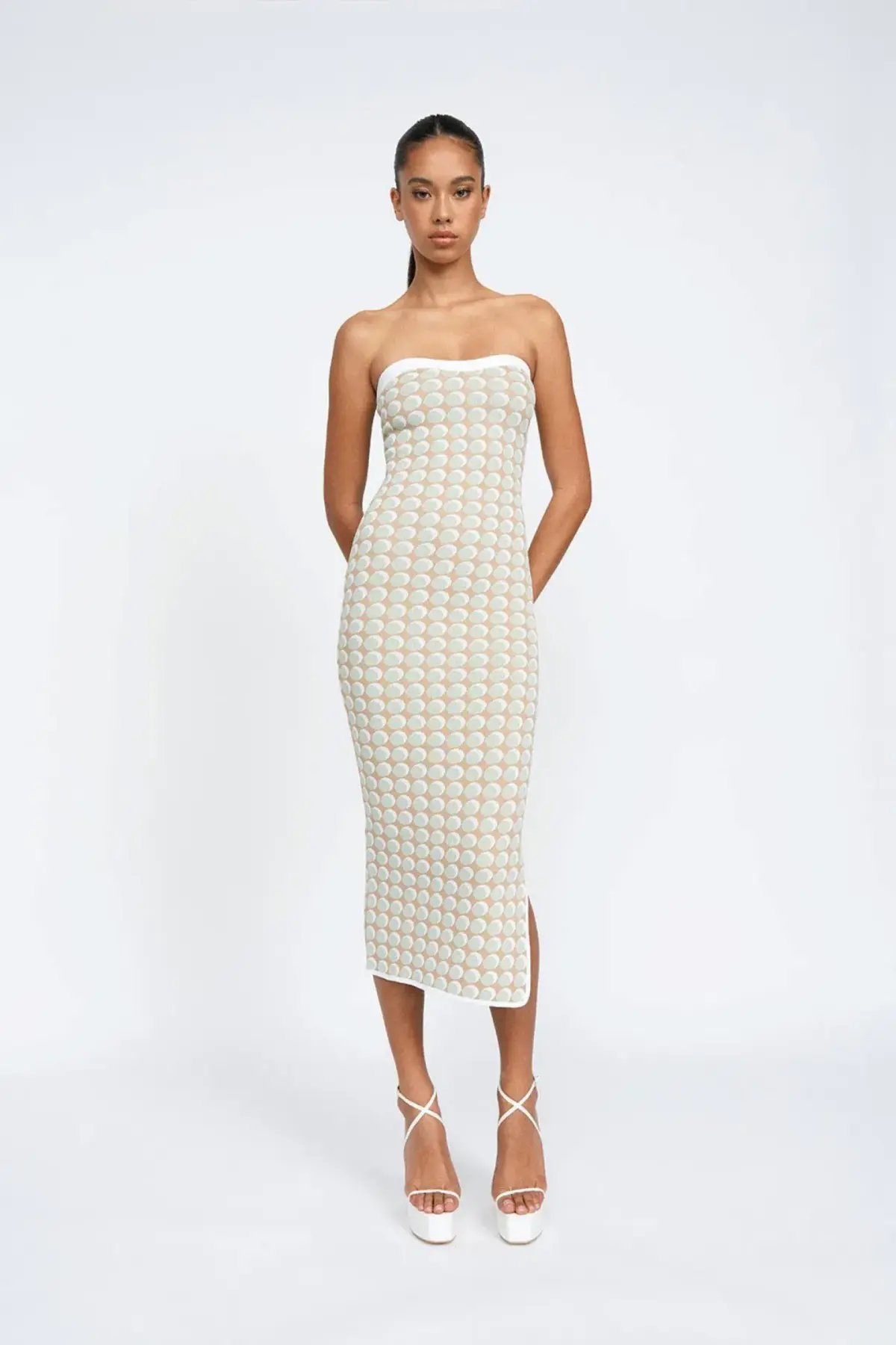 By Johnny Sol Geo Knit Midi Dress Pistachio Spot Size XS / AU 6 photo 4
