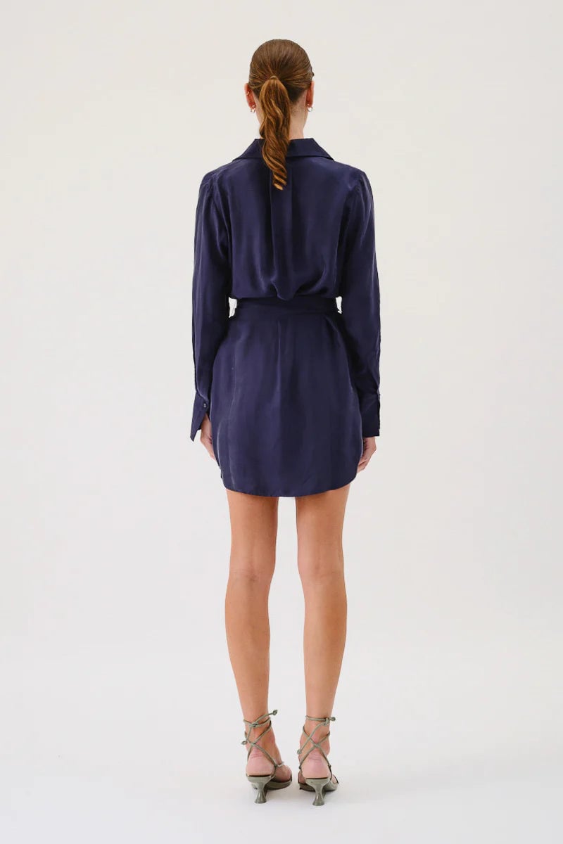 SUBOO JASPER MINI SHIRT DRESS - NAVY photo 3
