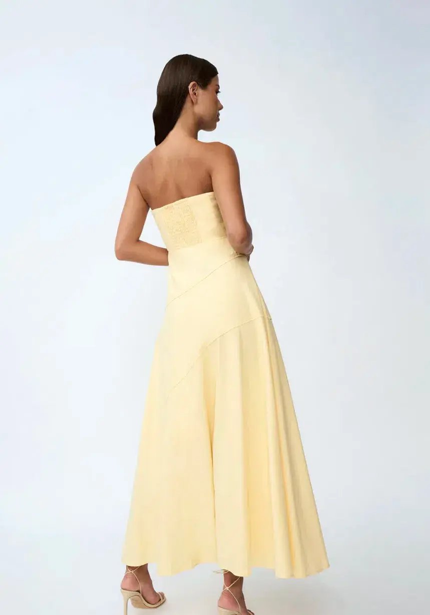 By Johnny Lemon Drop Strapless Dress Yellow Size 12 photo 2