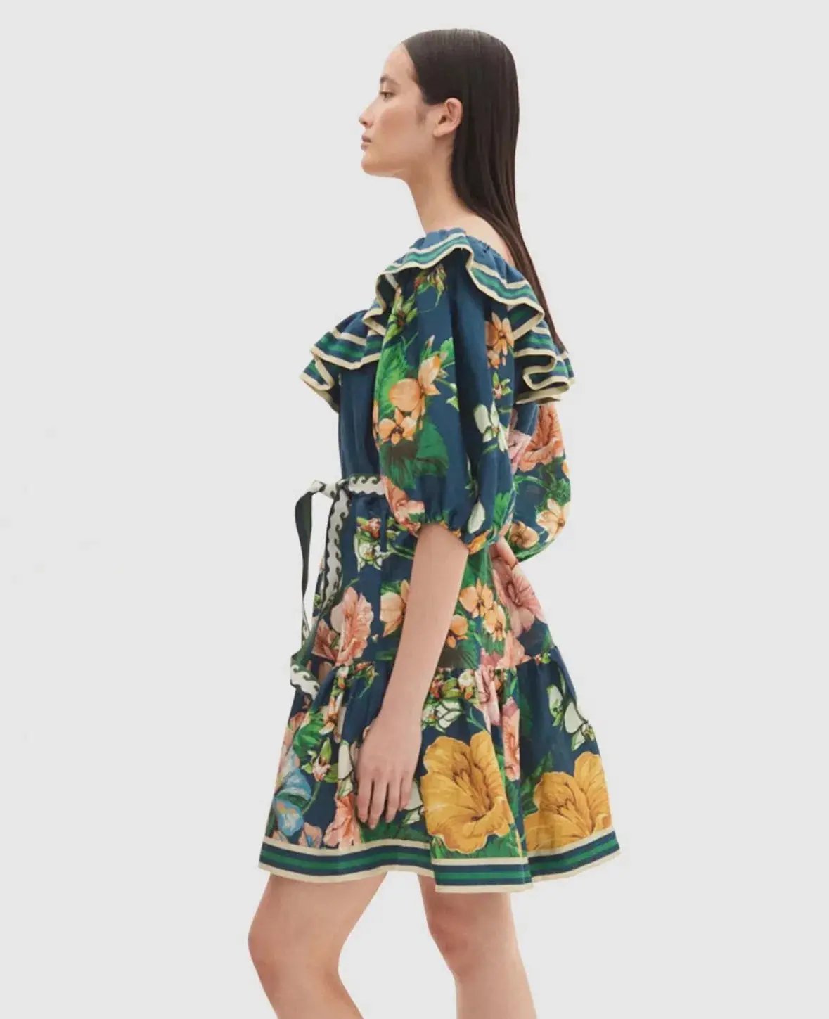 Alemais Lyla Frill Neck Mini Dress Floral Size 16 photo 2