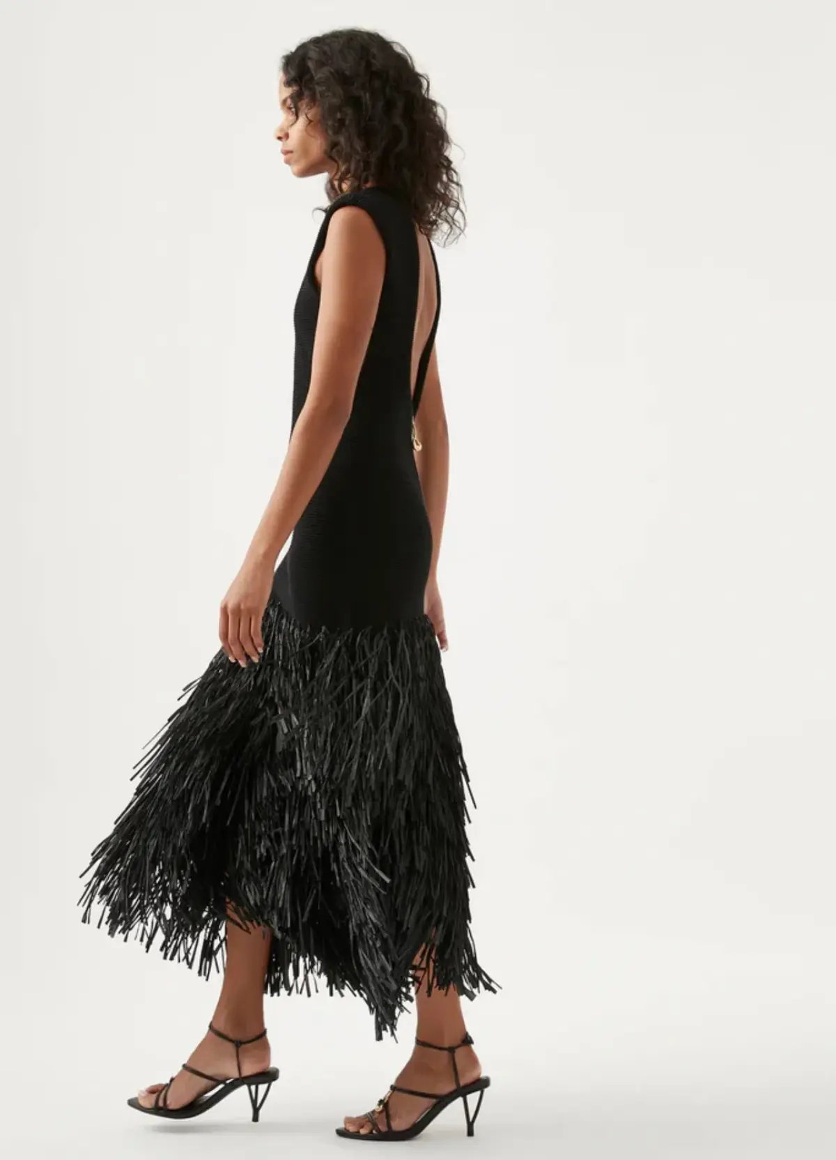 Aje Rushes Raffia Knit Midi Dress Black Size 10 photo 2