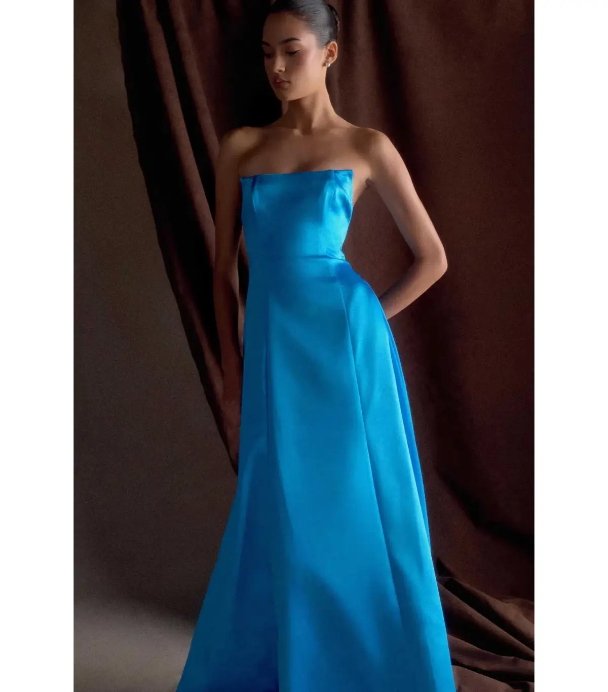Meshki Rosella Satin Maxi Gown Cyan Blue Size AU 8 photo 2