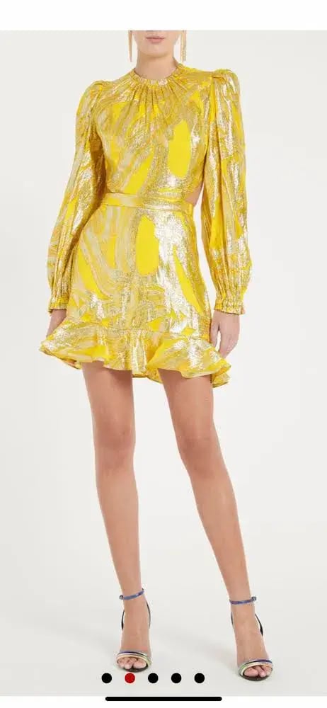 Rebecca Vallance Navarro Long Sleeve Mini Dress Yellow Size 12 photo 2