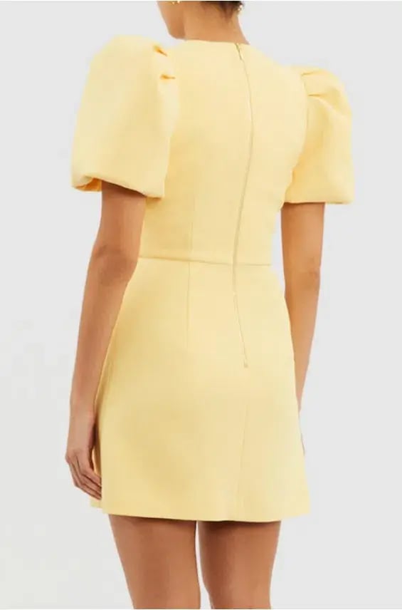 Rebecca Vallance Chloe Bow Mini Dress Yellow Size 10 photo 3