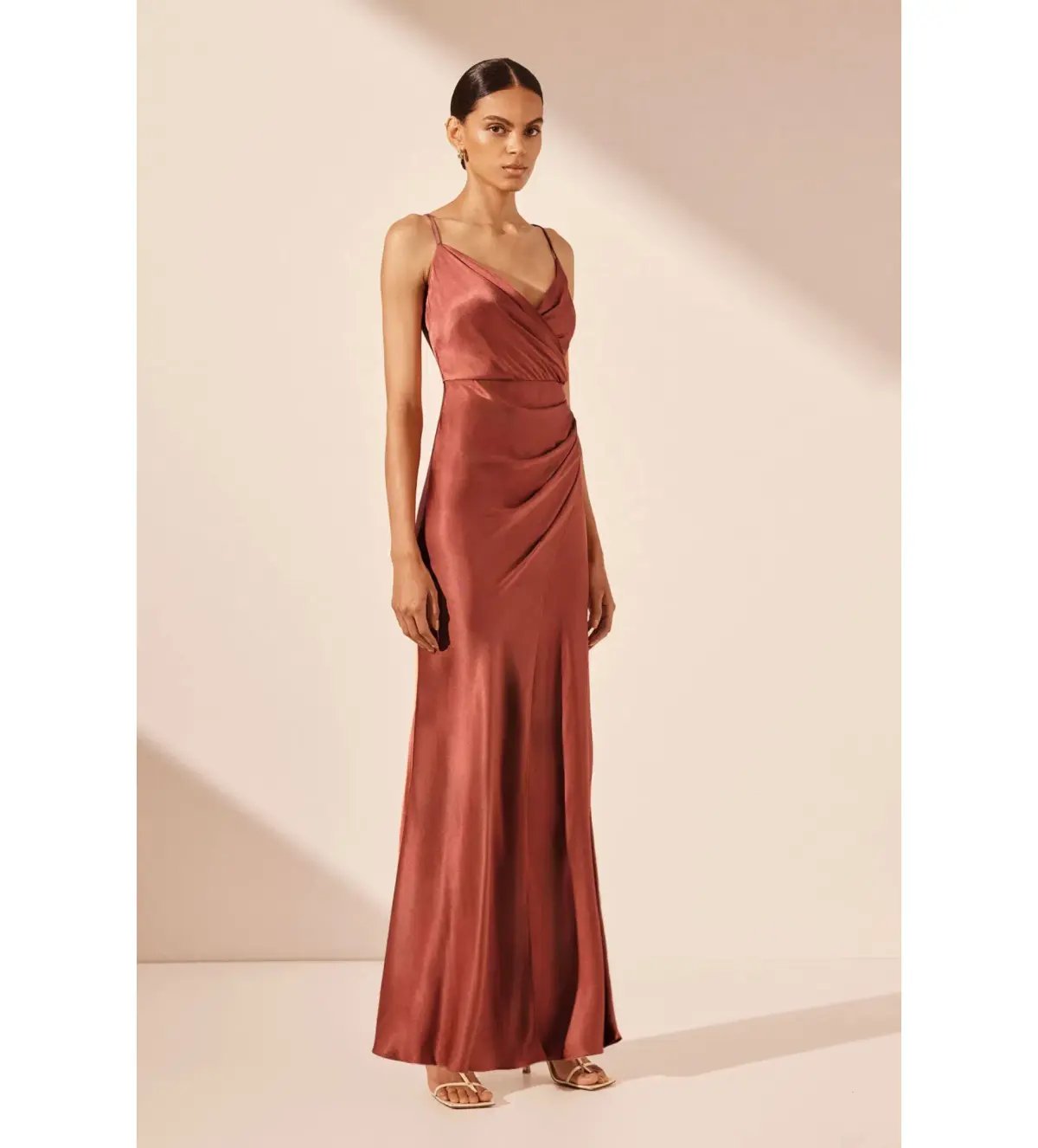 Shona Joy La Lune Cross Draped Maxi Dress Terracotta Size 10 photo 2