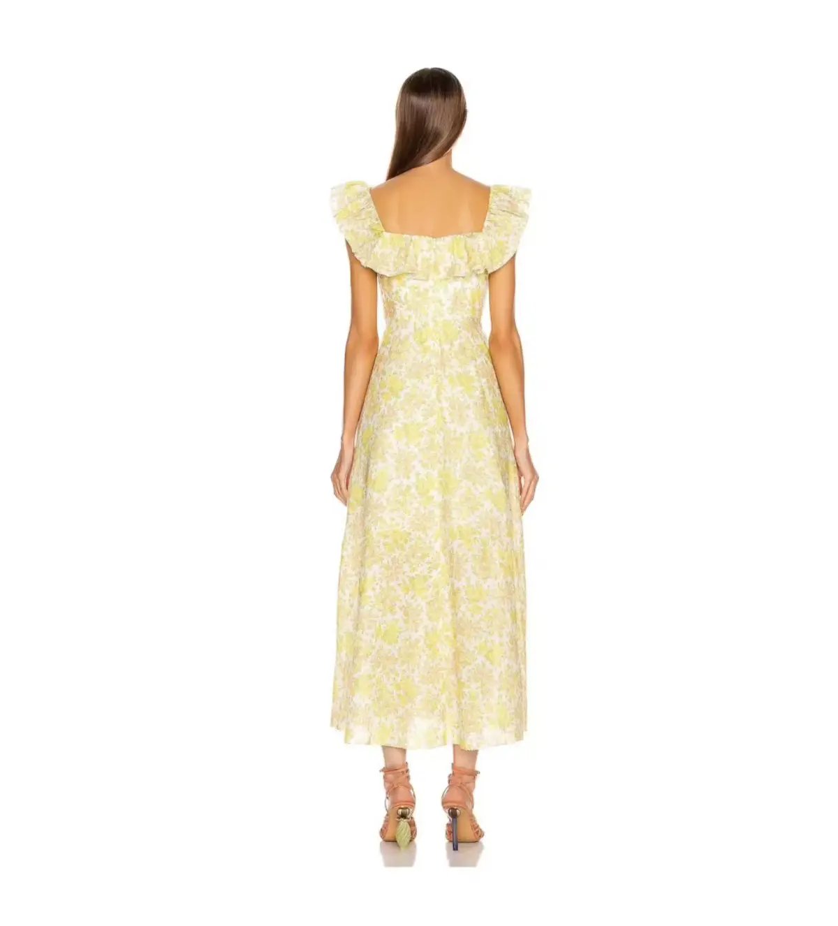 Zimmermann Goldie Ruffle Neck Midi Dress Yellow Floral Size 0 / AU 8 photo 2