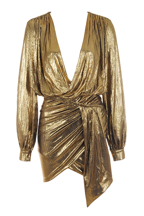 House of CB London – ALVONA METALLIC BRONZE DRAPE MINI DRESS photo 7