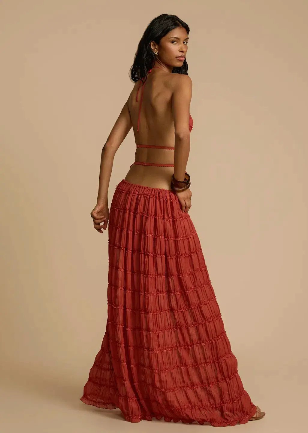 Arcina Ori Juliette Halter Top & Maxi Skirt Set Red Size S / AU 6-8 photo 3