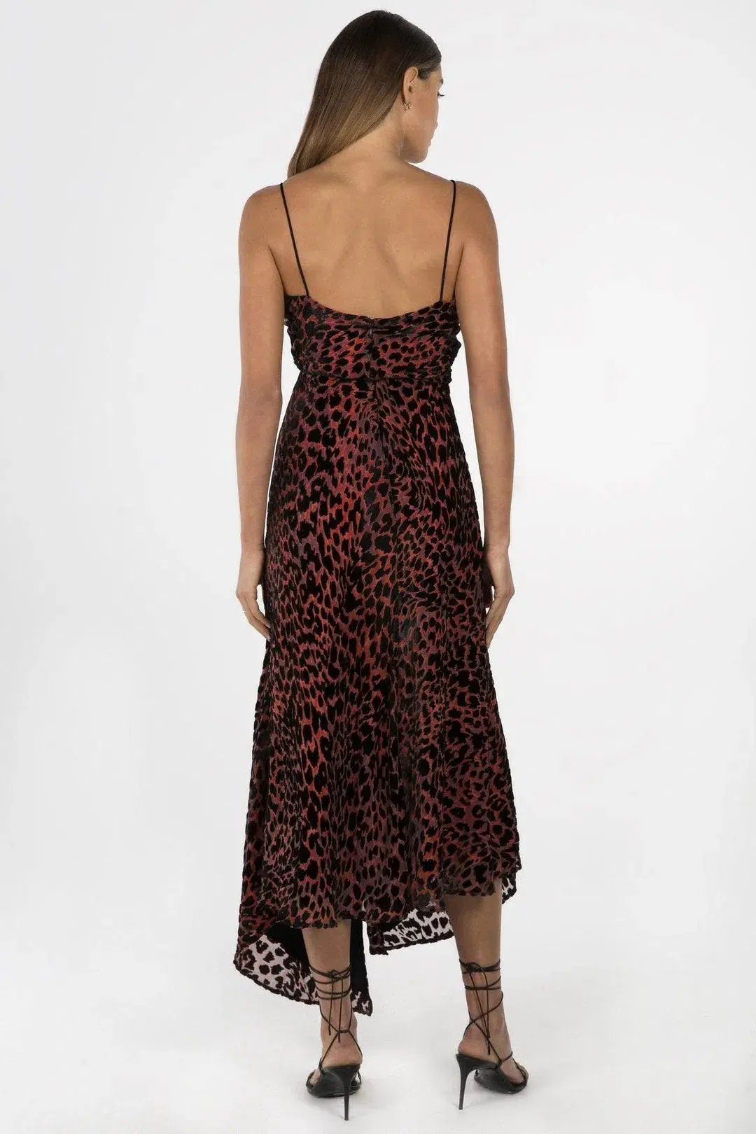 Misha Harpa Midi Dress Red Leopard Size 4 photo 2