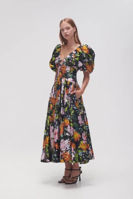 Aje Gabrielle Plunge Midi Dress Floral Size AU 8 photo 2
