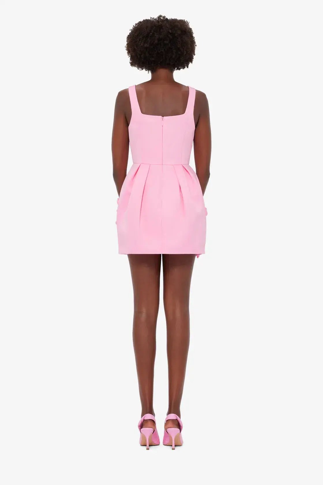 Leo Lin Pip Floral Appliqué Bell Shape Mini Dress Baby Pink Size 8 photo 3