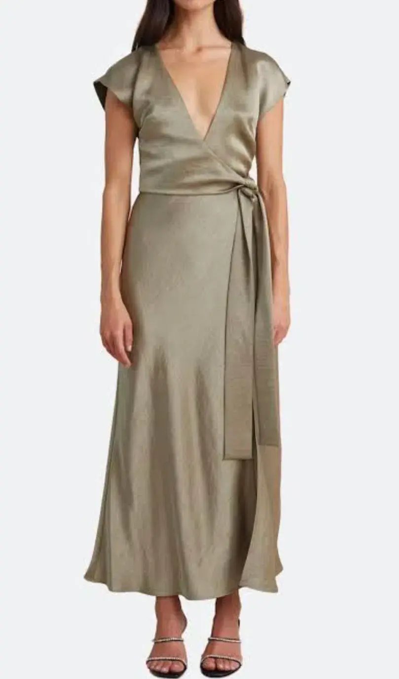 Bec & Bridge The Dreamer Wrap Dress in Sage Size 10 photo 3