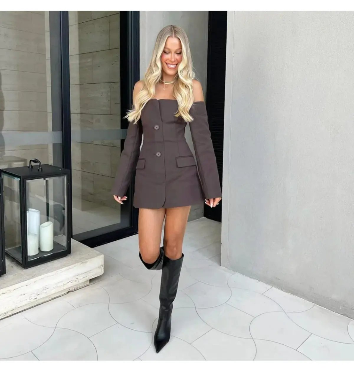 Sir The Label Sandrine Tailored Mini Dress Chocolate Size AU 8 photo 3