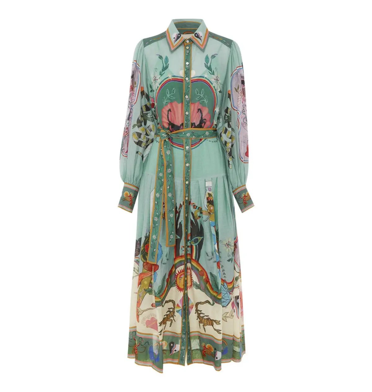 Alemais Evergreen Shirtdress Green Print Size AU 6 photo 4
