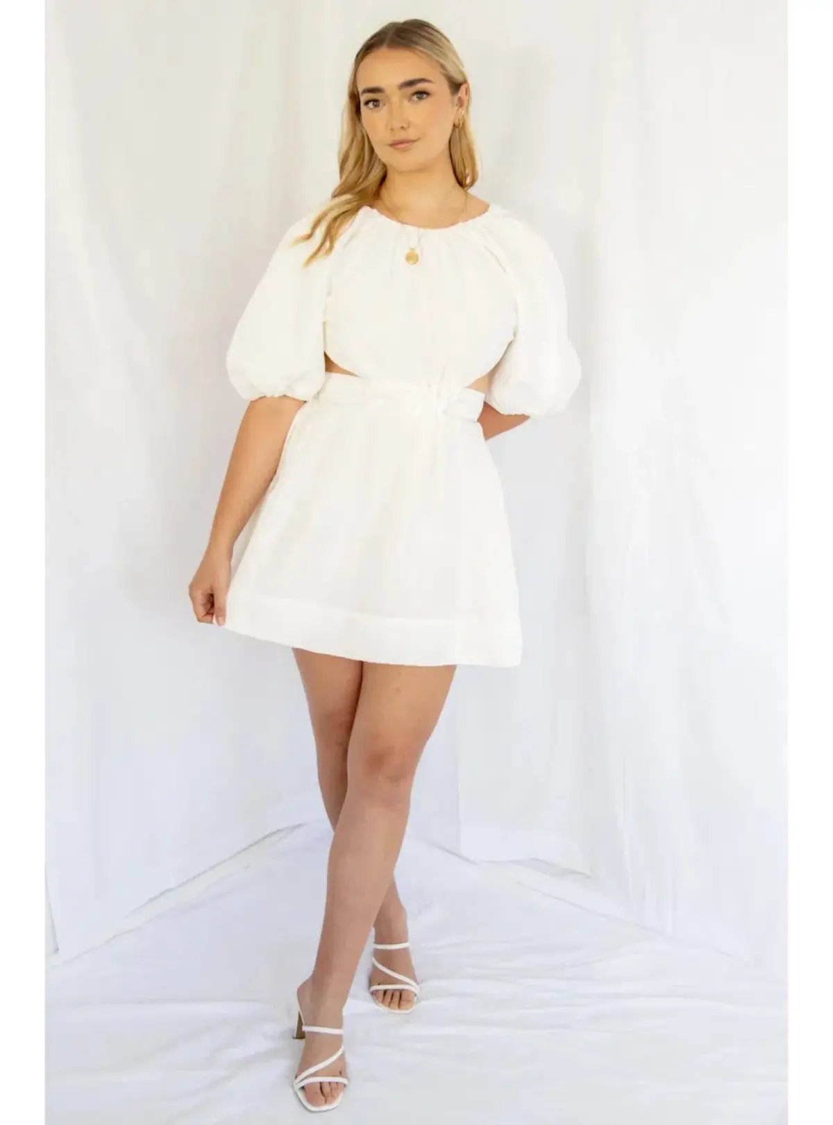 Aje Mimosa Cut Out Mini Dress in Ivory Size AU 6 photo 5