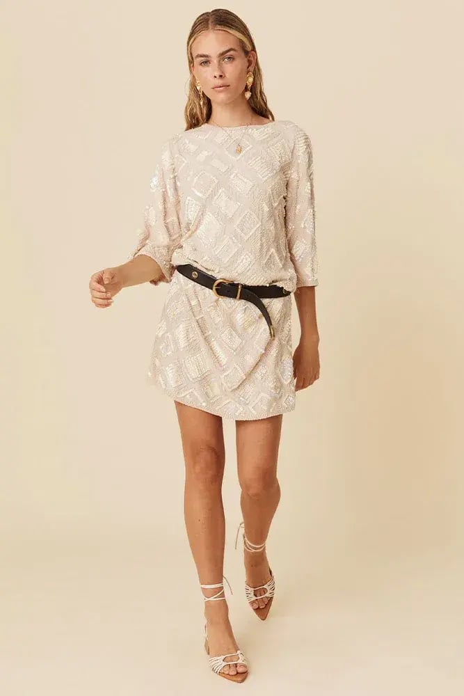 Spell Light of Moon Sequin Tunic Dress Cream Size XS/Au 8 photo 4