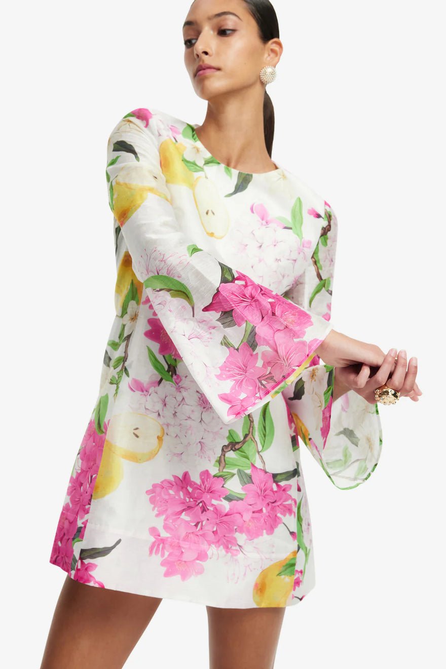Leo Lin Suzanne Bell Sleeve Mini Dress - Floral Pear Print photo 3