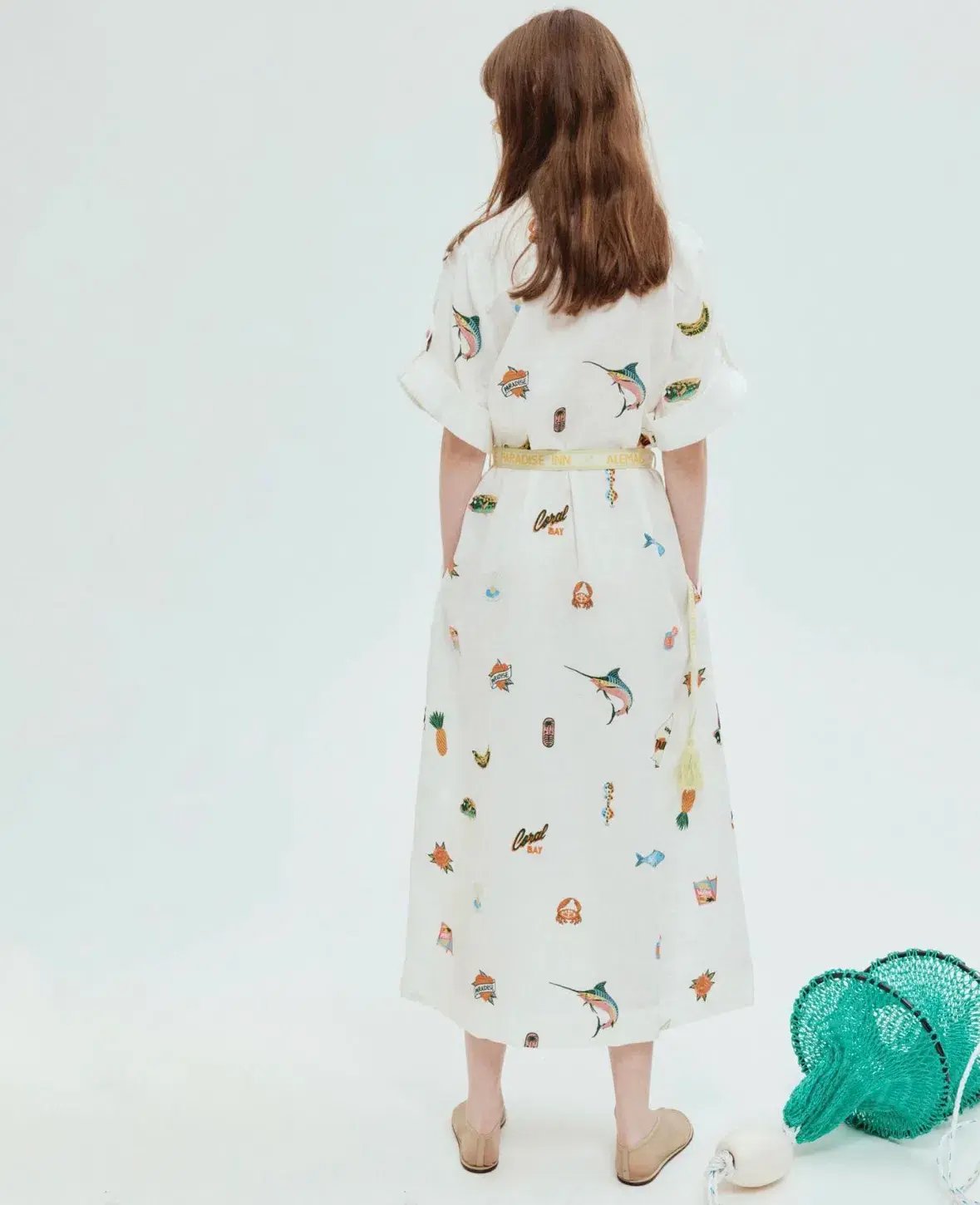 Alemais Blue Marlin Embroidered Shirtdress Multi Size 16 photo 3