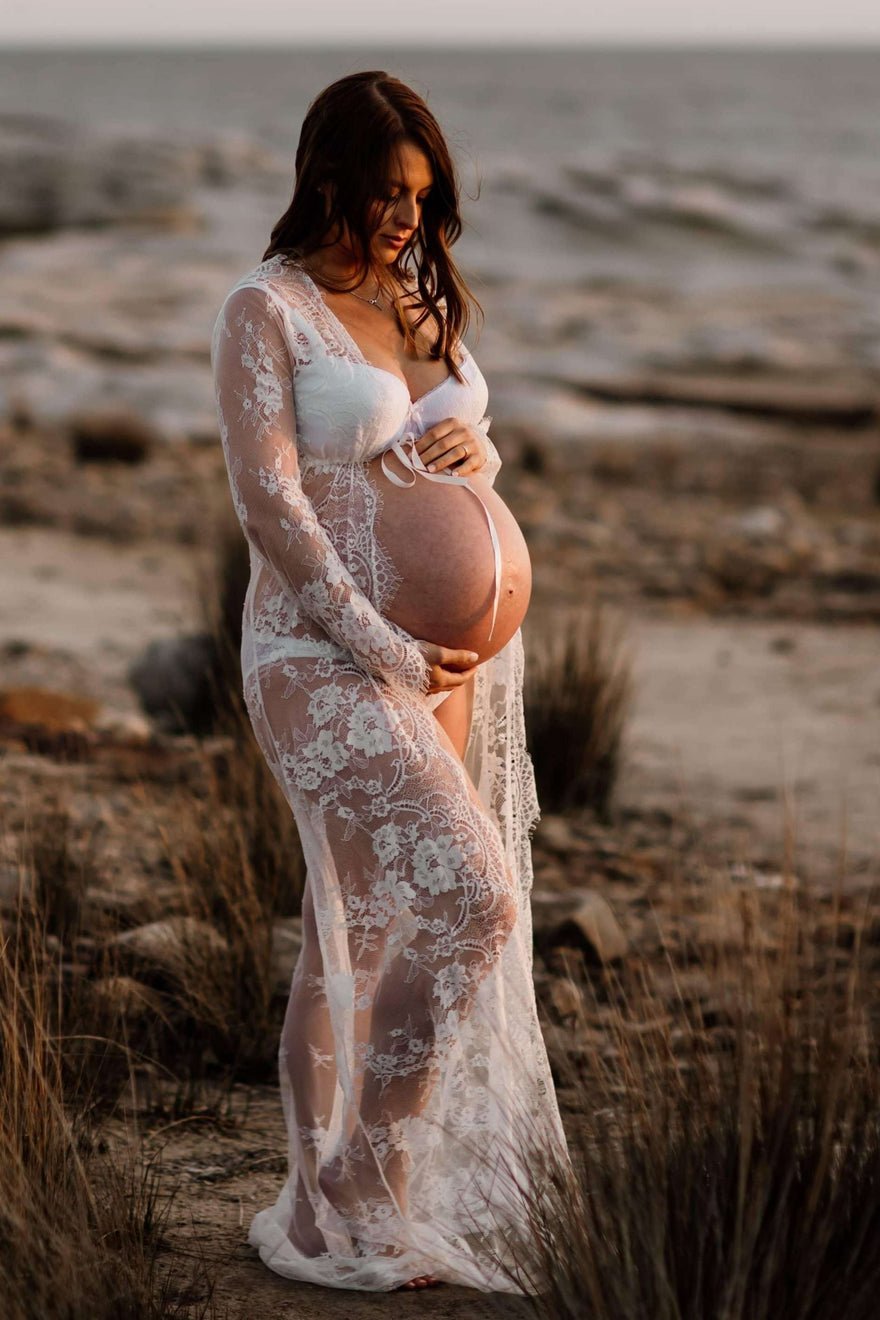 Mama Rentals Eve Lace Kimono - White photo 2