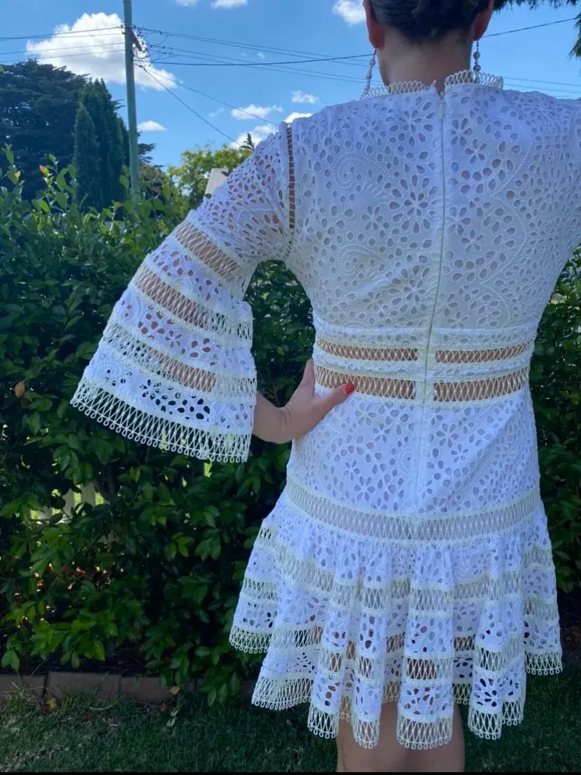 Zimmermann Lovelorn Floral Flutter Dress Ivory Size 3/Au 14 photo 6