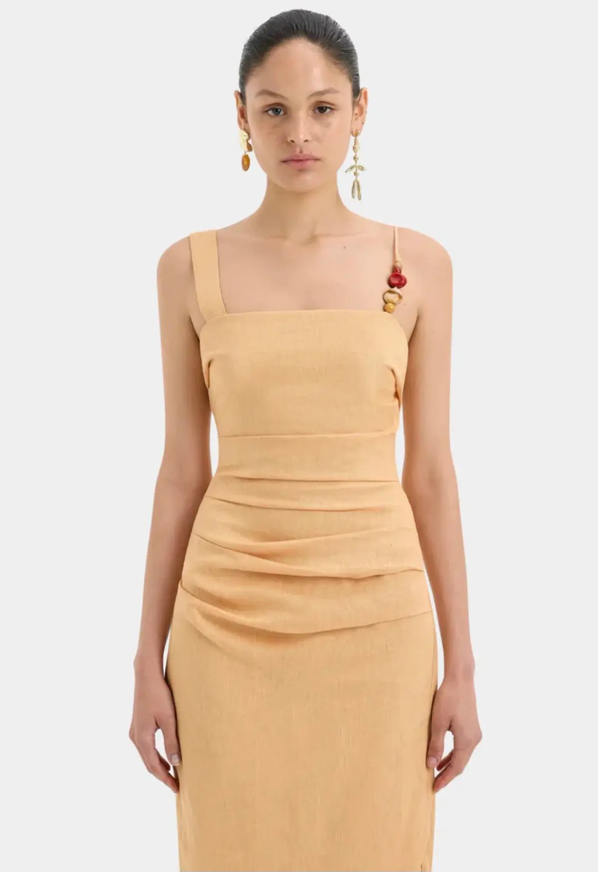 Sir The Label Antonia Beaded Midi Dress Light Tan Size 8 photo 3