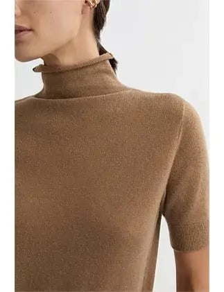Willow Sui Wool Cashmere Short-Sleeve Polo Knit photo 4