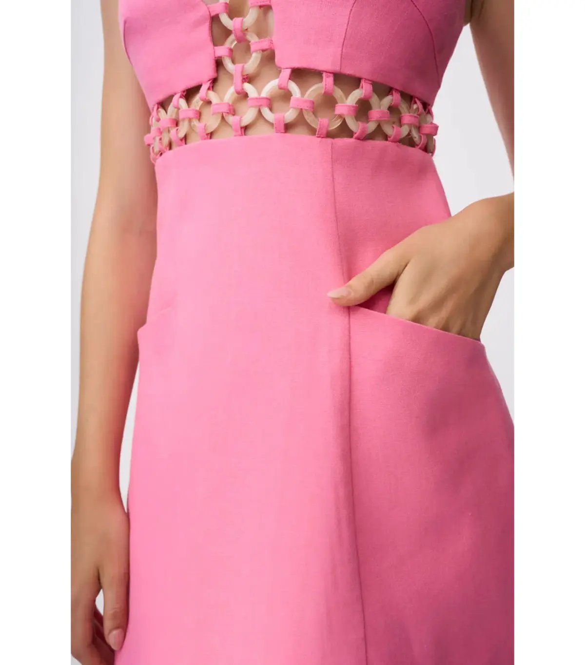 By Johnny Grazia Ring Trim Mini Dress in Pink Size AU 12 photo 2