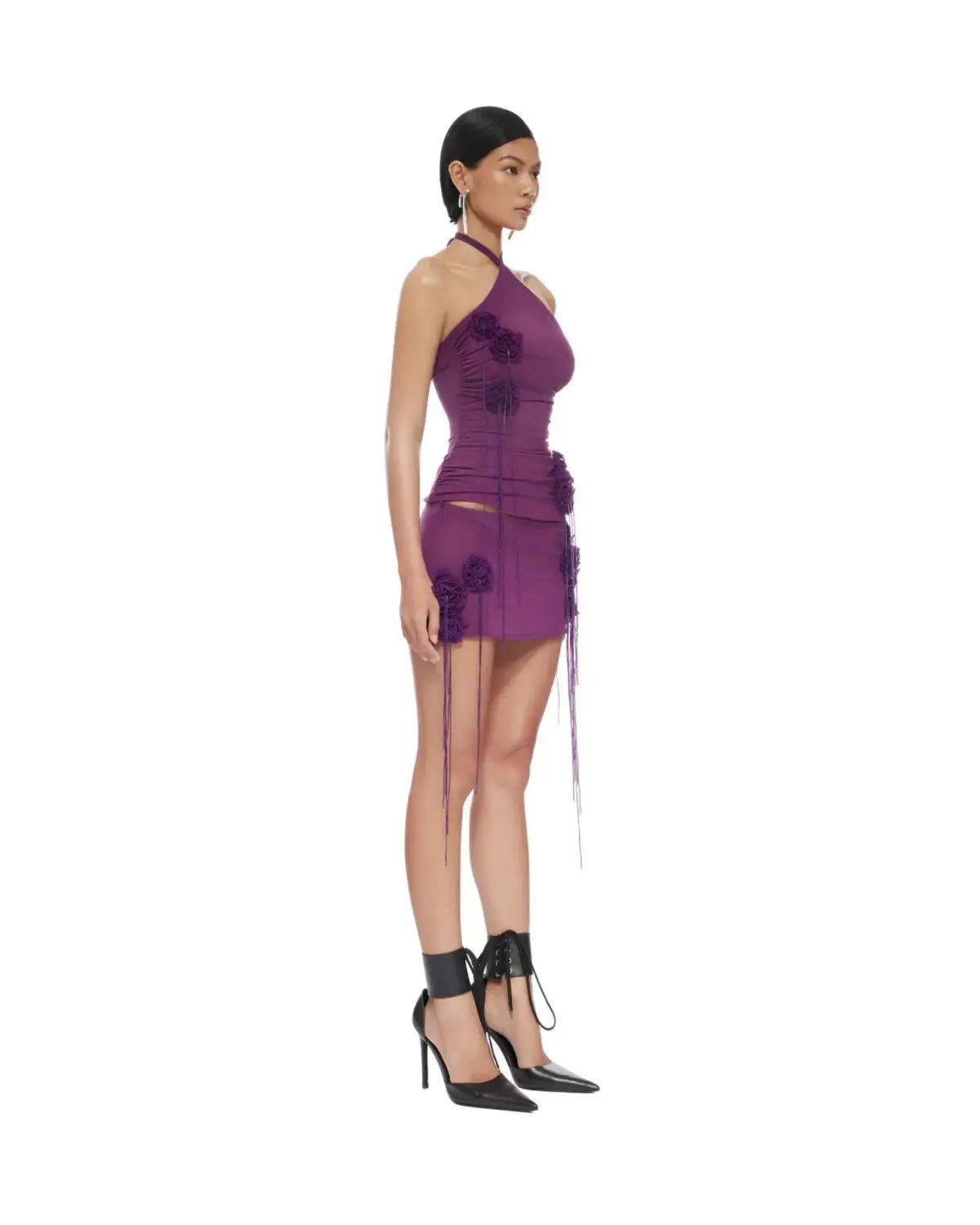 Violet Halterneck Top and Aster Mini Skirt Set in Purple Size AU 6 photo 3