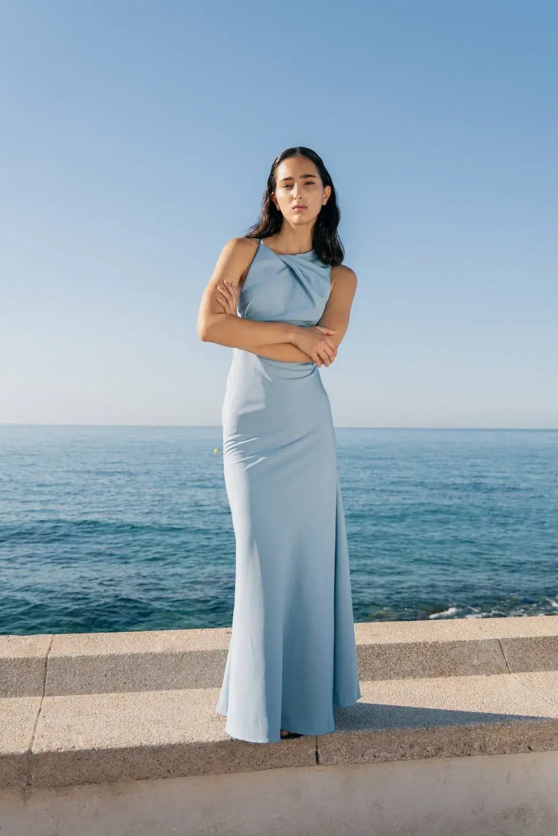 BARIANO Navy full length formal dress photo 22