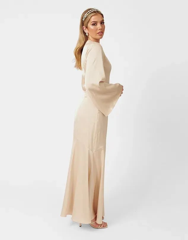 Twiice Boutique Liana Satin Maxi Dress Champagne Size 8 photo 3