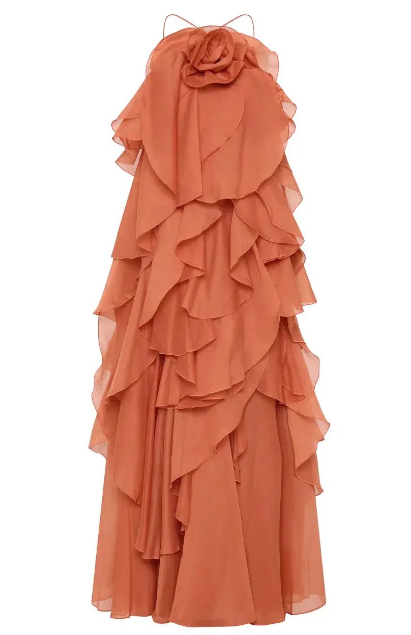 Aje Pandorea Layered Maxi Dress Coral Clay Size 14 photo 4