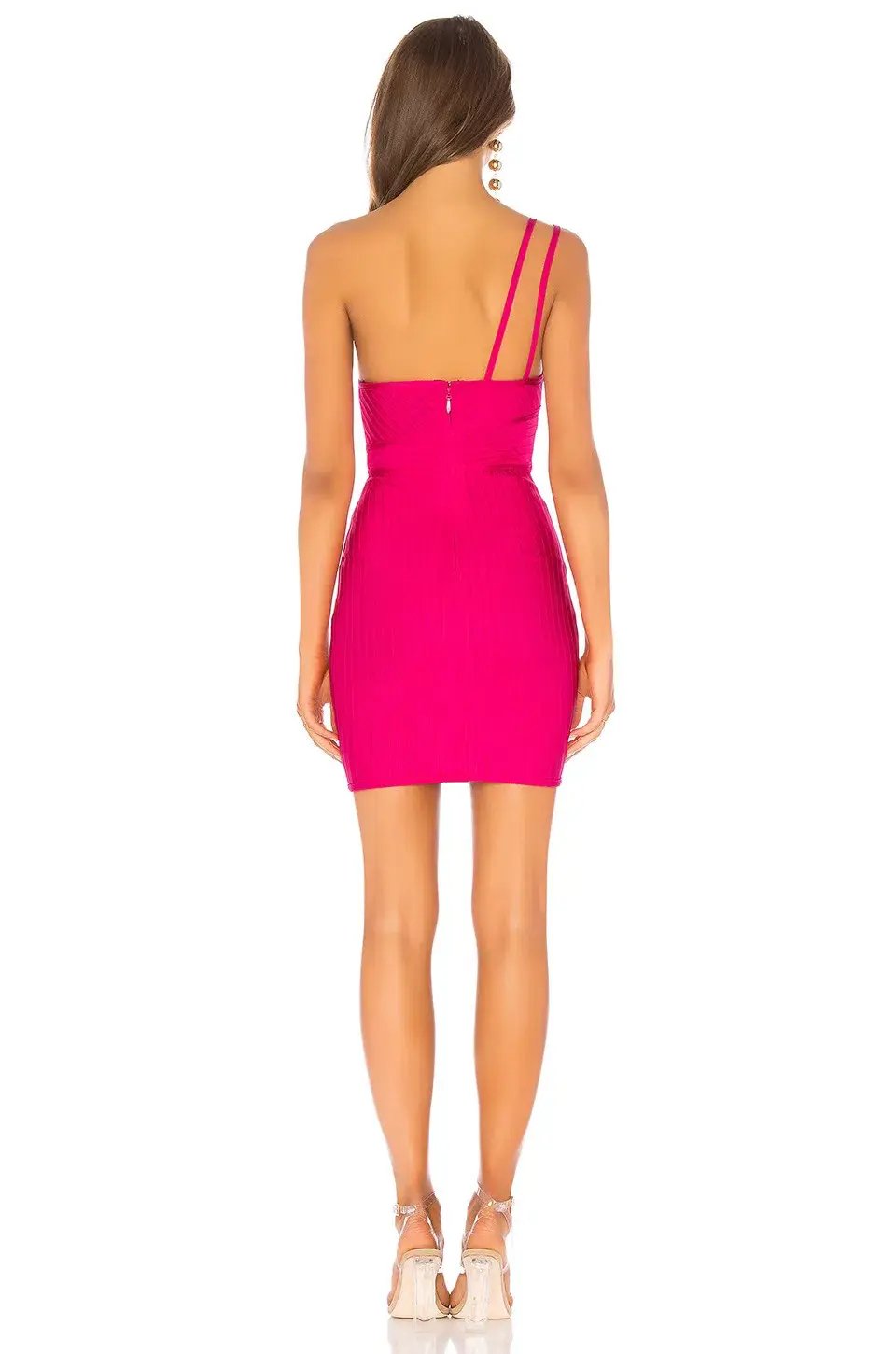 Superdown Krystal Asymmetrical Bandage Mini Dress Hot Pink Size 8 photo 2