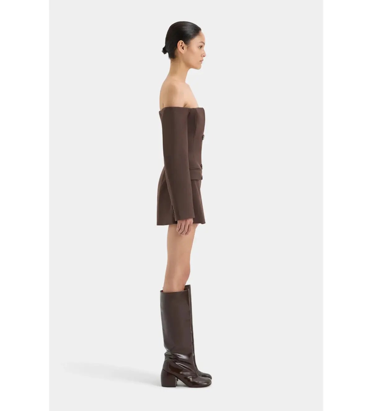 Sir the Label Sandrine Tailored Mini Dress Chocolate Size 1 AU 8 photo 3
