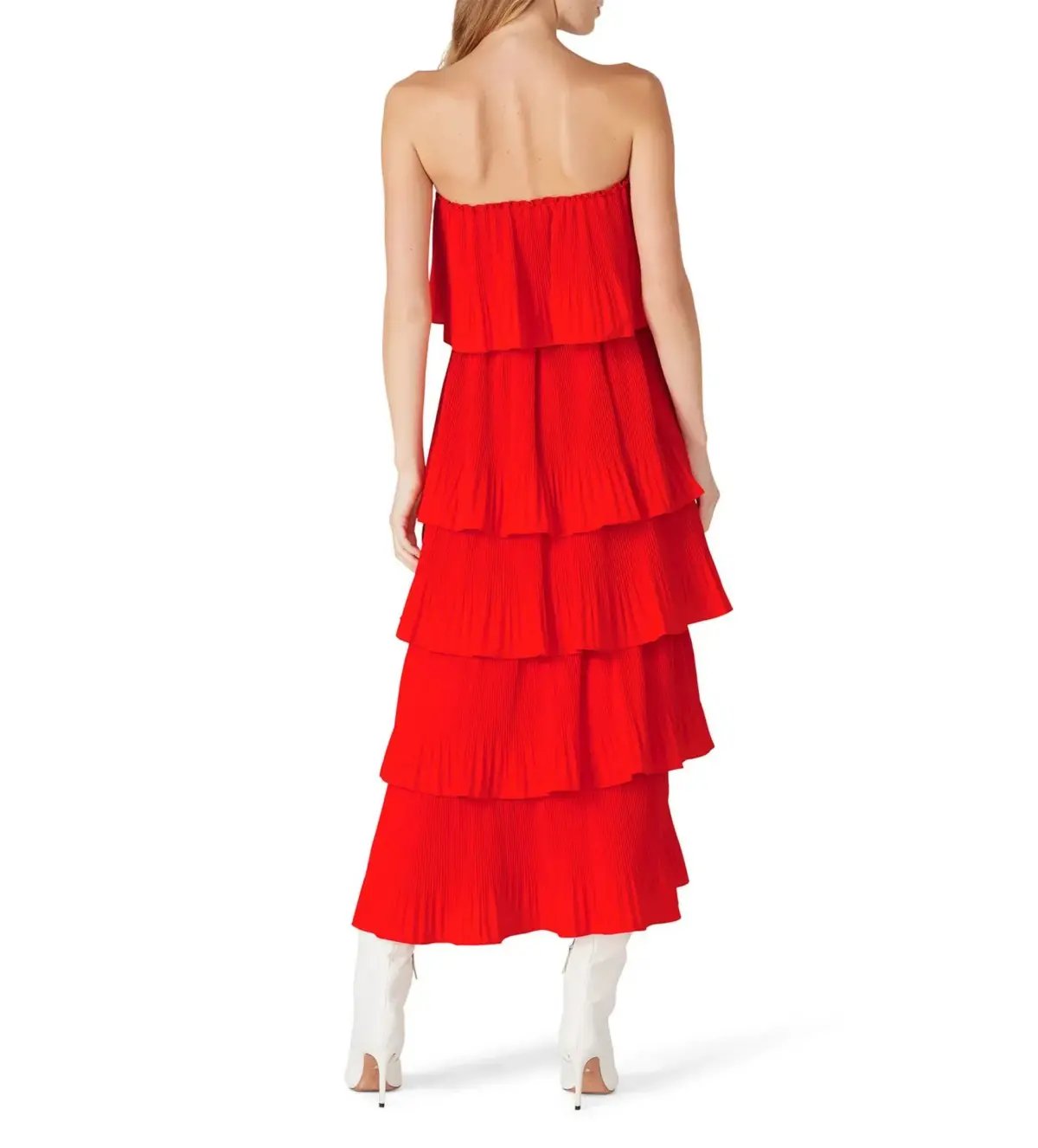 Essentiel Antwerp Valentina Ruffled Midi Dress Berry Red Size AU 10 photo 4