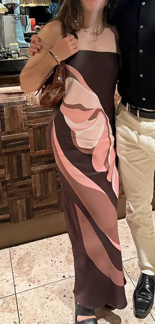 Witchery Strapless Maxi Dress Aubergine Print Size AU 10 photo 5