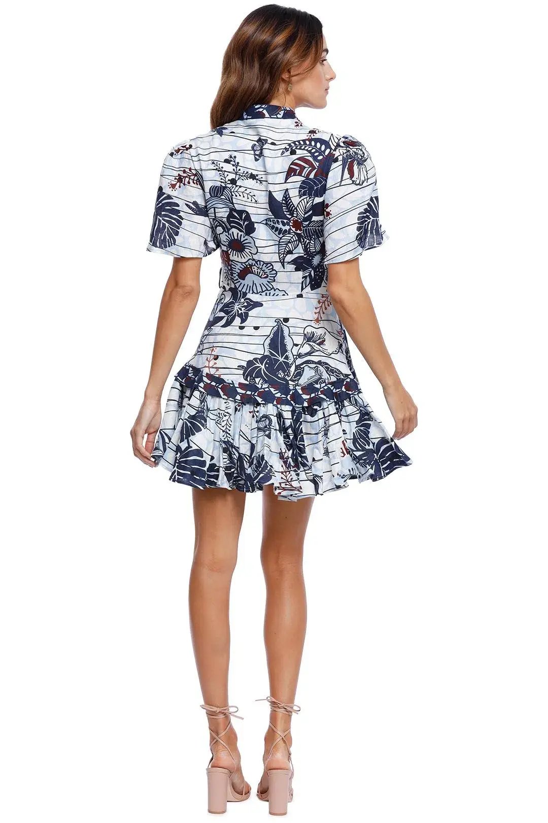 Leo LinLa Casa Linen Mini Dress Multi Print Size 8 photo 2