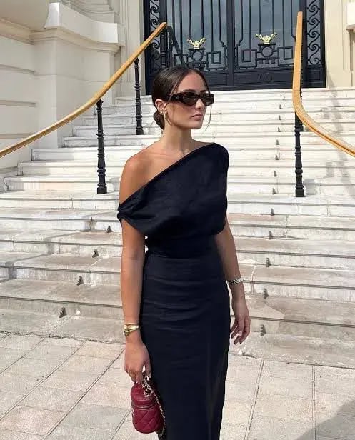 Dissh Cass Linen Asym Midi Dress Black Size 10 photo 6